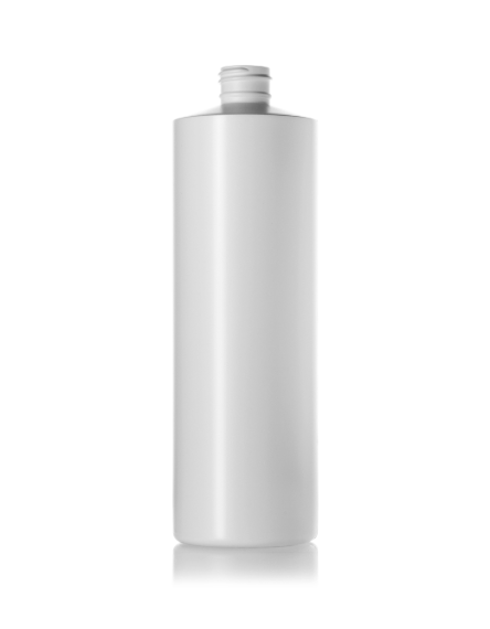 16oz Bottle white HDPE plastic cylinder round with 24-410 neck finish